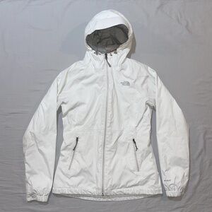 White north face rain jacket